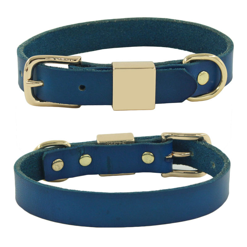 สลักโลหะผสมสแควร์ปลอกคอ Leash Harness ชุดปลอกคอ Cowhide ปลอกคอสุนัข