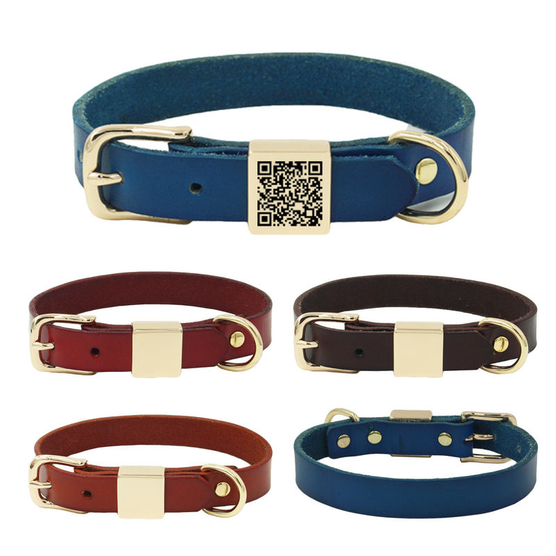 สลักโลหะผสมสแควร์ปลอกคอ Leash Harness ชุดปลอกคอ Cowhide ปลอกคอสุนัข