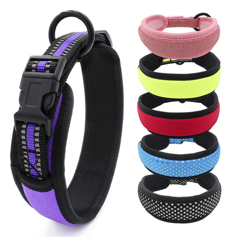 Neoprene Lining dog Collar Leash Set สายรัดสะท้อนแสง QUICK RELEASE BUCKLE COLLAR พร้อมเชือกลากชุด Dog Leash