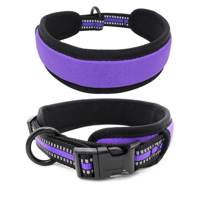 Neoprene Lining dog Collar Leash Set สายรัดสะท้อนแสง QUICK RELEASE BUCKLE COLLAR พร้อมเชือกลากชุด Dog Leash