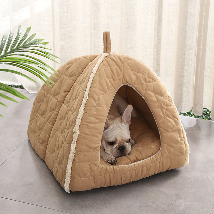 เต็นท์สัตว์เลี้ยง Plush มีซิปที่ถอดออกได้ MAT Dog Bed ด้านล่างลื่น Igloo Cat House Kennel