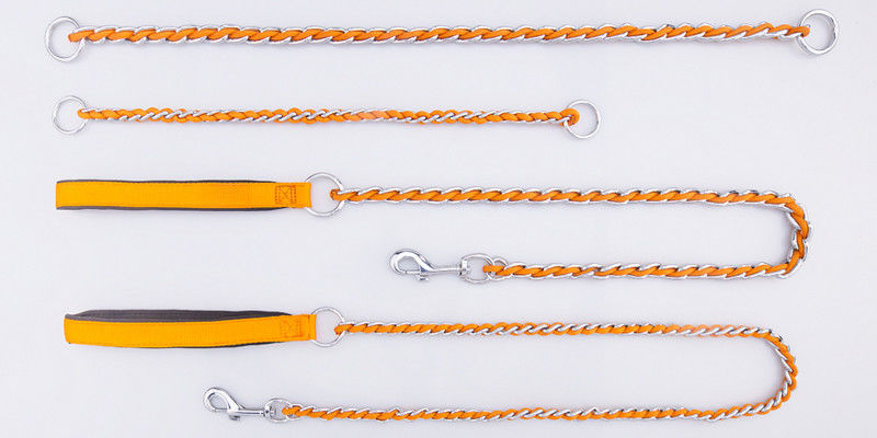 Chew Proof สแตนเลสปลอกคอ Leash Harness ชุดสายจูงสุนัขฝึกกับ Soft Handle