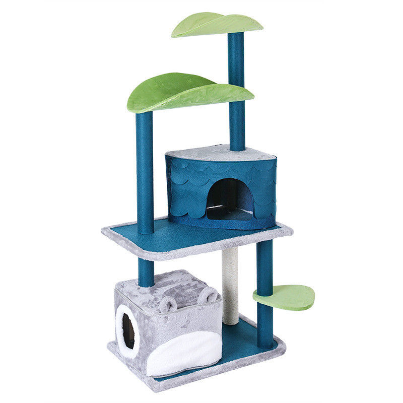 Safety Deluxe Cat Climbing Frame ต้นไม้หลายระดับพร้อมเสาเกาถ้ำ M ขนาด 61*41*132 ซม.