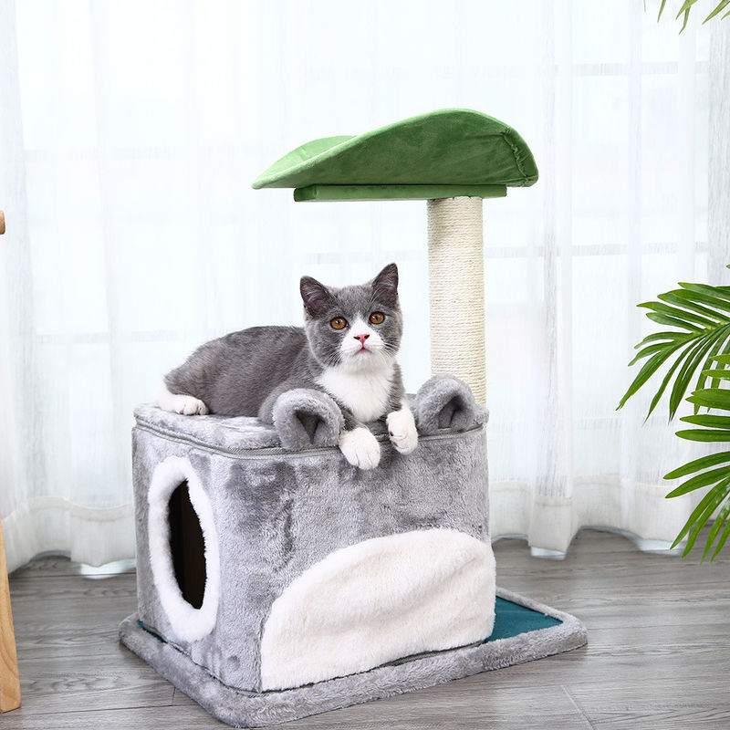 Safety Deluxe Cat Climbing Frame ต้นไม้หลายระดับพร้อมเสาเกาถ้ำ M ขนาด 61*41*132 ซม.