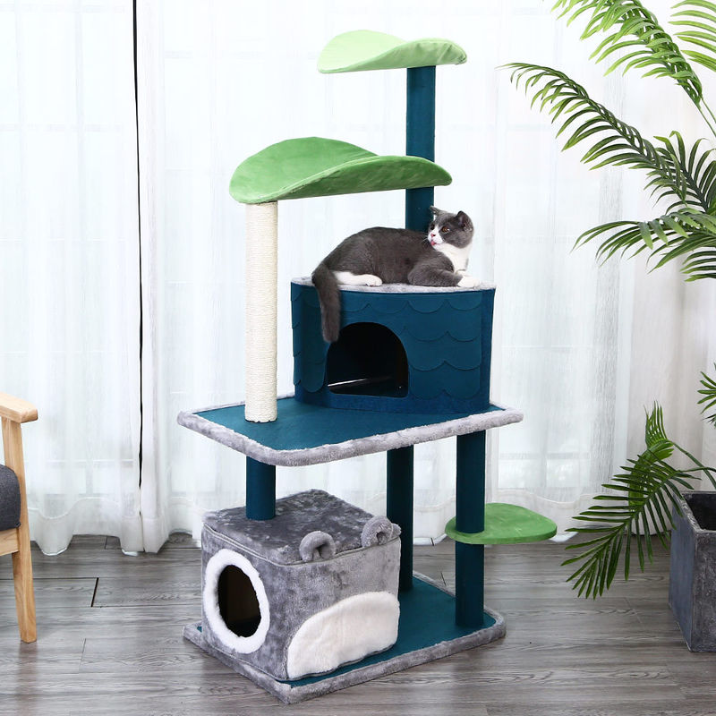 Safety Deluxe Cat Climbing Frame ต้นไม้หลายระดับพร้อมเสาเกาถ้ำ M ขนาด 61*41*132 ซม.