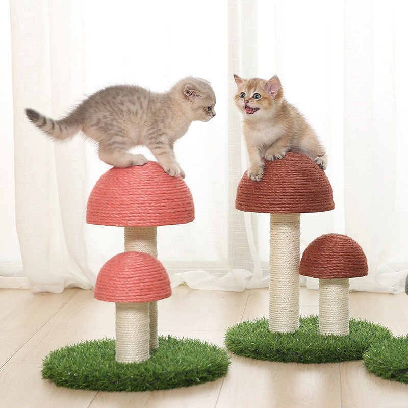 ผ้าลินินเห็ด Sisal Cat Tree Tower Cat Scratch Post Board S 36*30cm