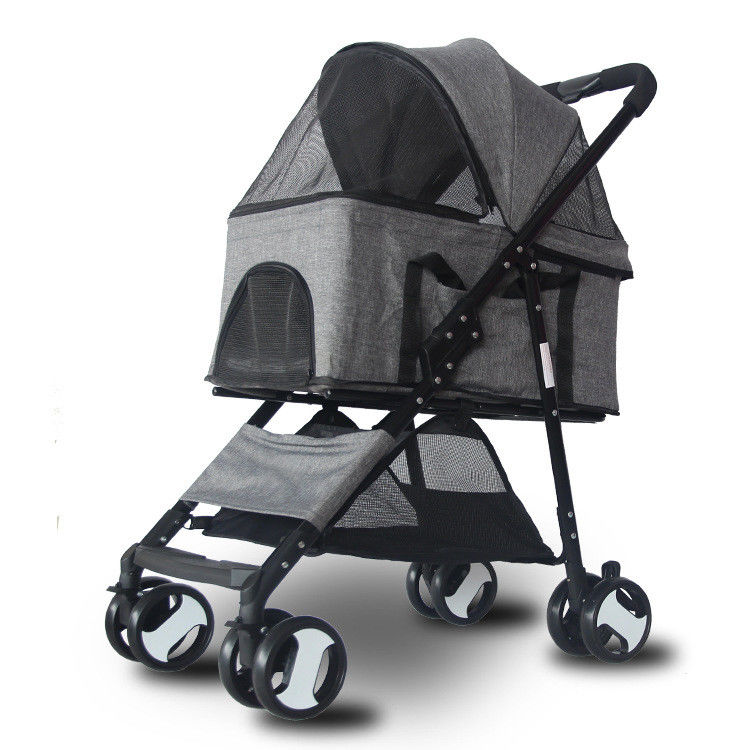 หรูหราพับกลางแจ้งที่ถอดออกได้สัตว์เลี้ยง Carrier รถเข็นเด็ก 600D ผ้าลินิน 36KG