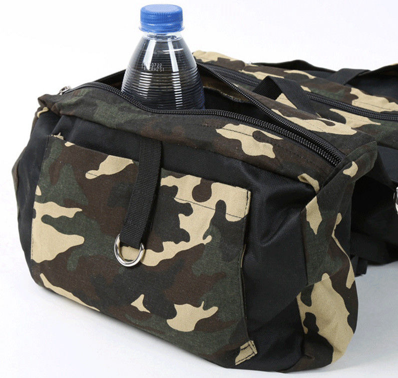 กระเป๋าเป้สะพายหลังสุนัข Camo แบบปรับได้สายรัดกระเป๋าล่าสัตว์สำหรับสุนัขขนาดใหญ่