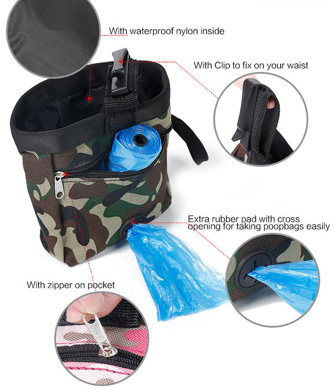กระเป๋าคาดเอวกันน้ำ Camo Pet Outdoor Accessories Training Dog Snacks Bag