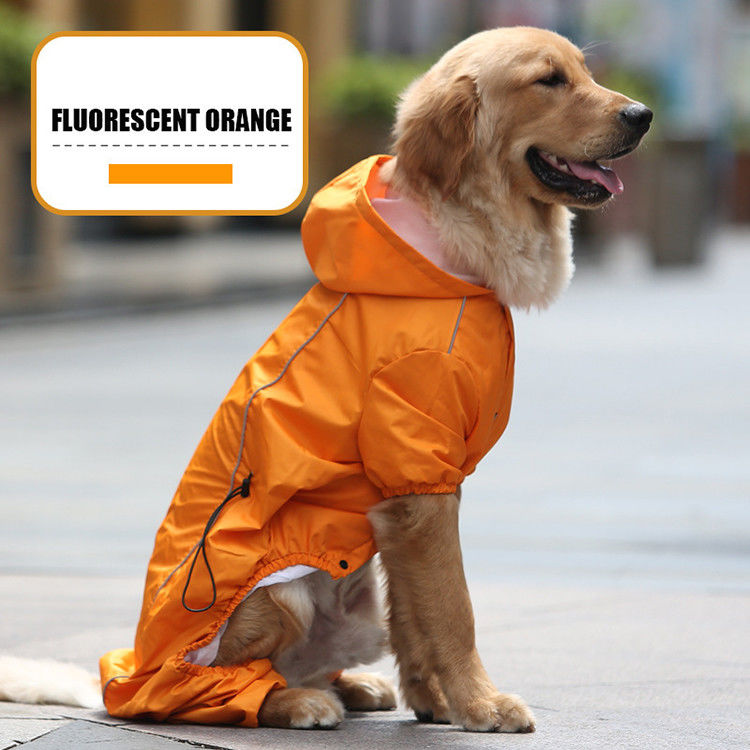 เสื้อกันฝนสุนัขสีเหลืองสะท้อนแสงฤดูหนาวที่อบอุ่น S-XXL สุนัข Rain Suit