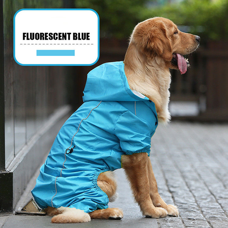 เสื้อกันฝนสุนัขสีเหลืองสะท้อนแสงฤดูหนาวที่อบอุ่น S-XXL สุนัข Rain Suit