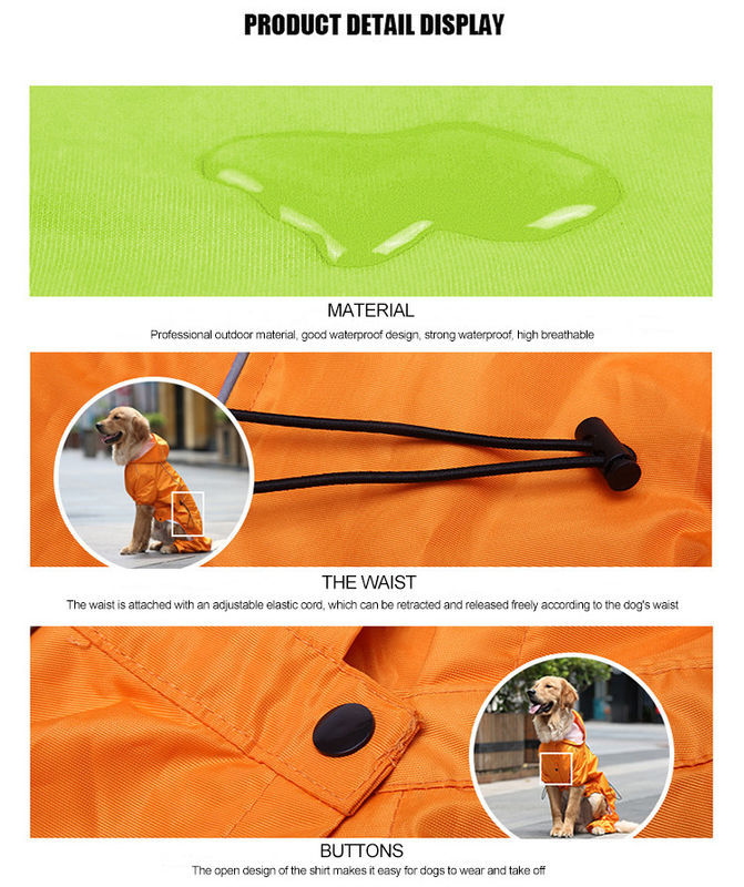 เสื้อกันฝนสุนัขสีเหลืองสะท้อนแสงฤดูหนาวที่อบอุ่น S-XXL สุนัข Rain Suit