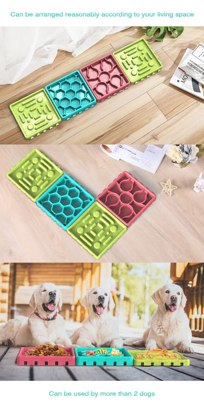 4 In 1 Silicone Fun Interactive เครื่องจ่ายน้ำและอาหารสำหรับสัตว์เลี้ยงแบบช้า สุนัข ชามอาหาร Lick Mat