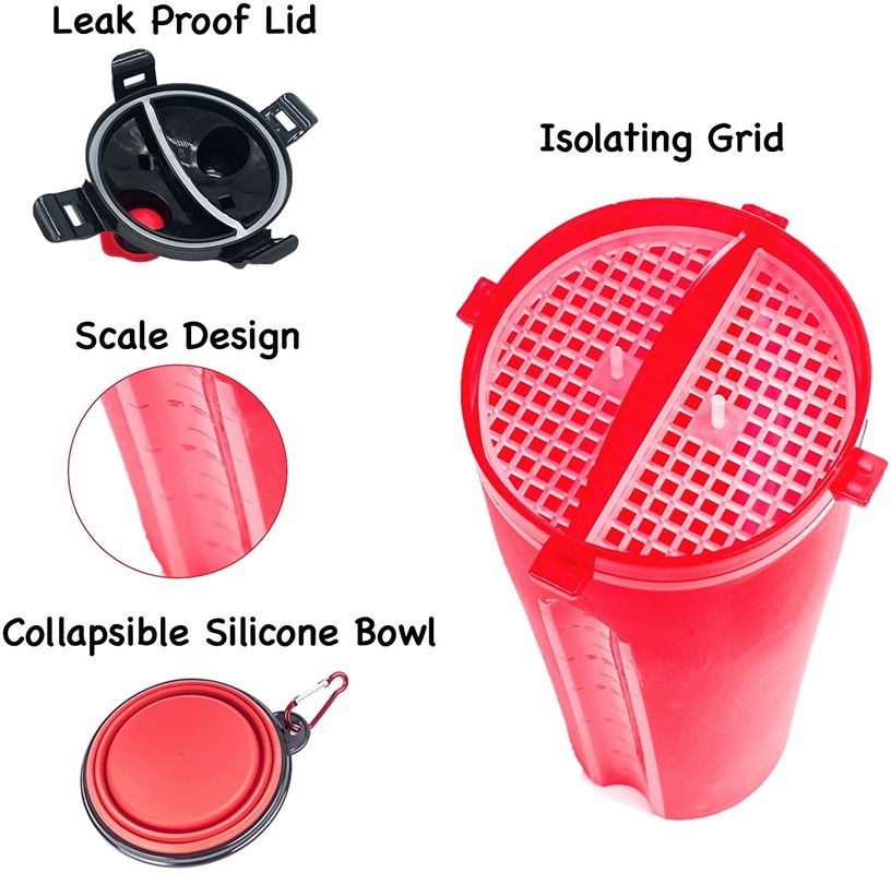 2 in 1 350ml Pet Dog ขวดน้ำอาหารชามพับได้พร้อม Carabiner
