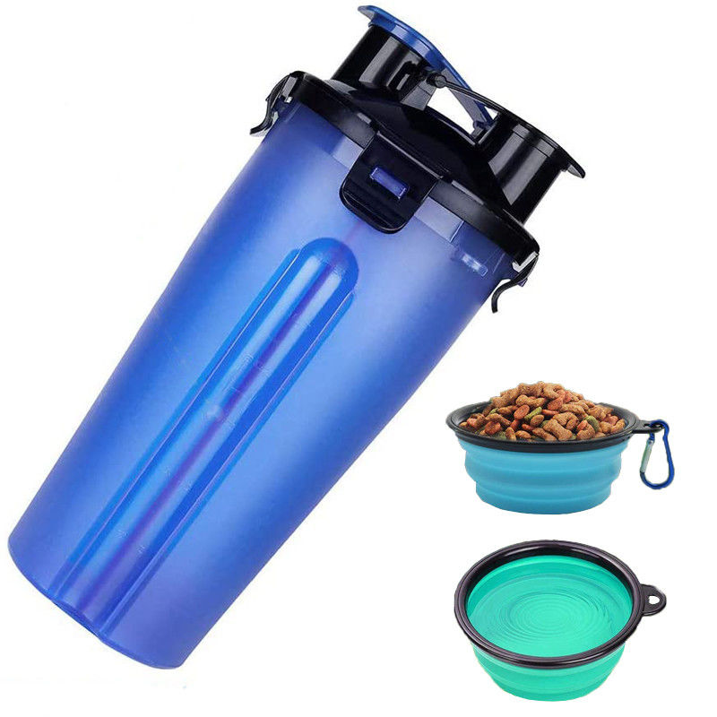แบบพกพา 2 In 1 สุนัข ขวดน้ำ 12oz สำหรับสัตว์เลี้ยง อาหารกลางแจ้ง &amp; ​​น้ำ
