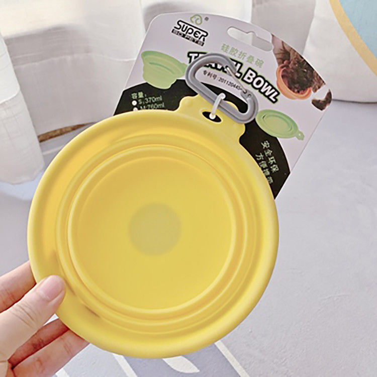 Travel ชามใส่สุนัขซิลิโคนแท้ 100% พับได้สำหรับการเดินทางเดินป่า Kennels &amp; Camping Dogs Feeding Bowls