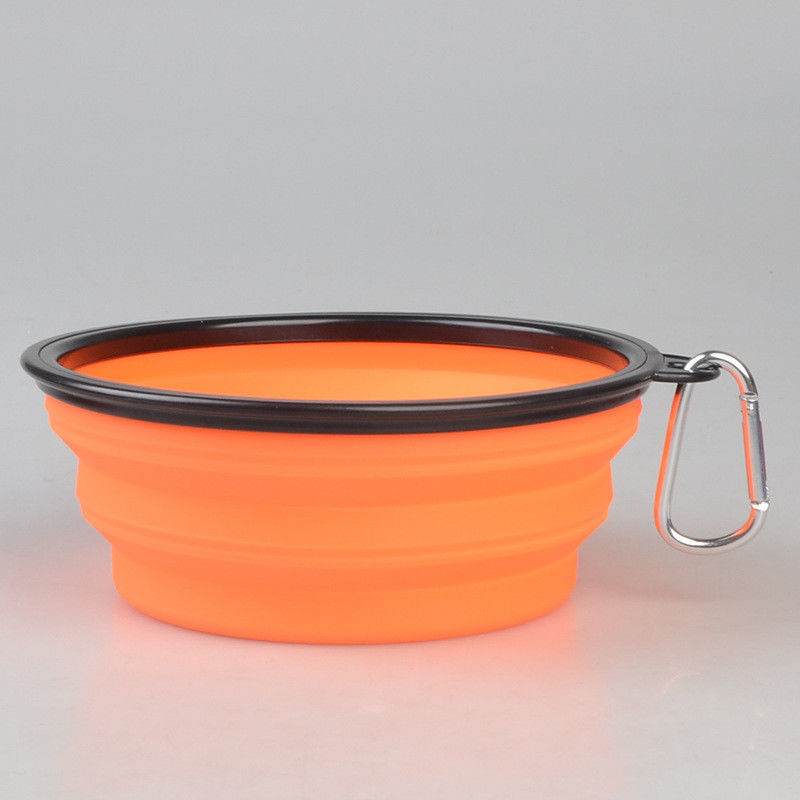 ชามอาหารสัตว์เลี้ยงแบบพับได้ขนาด 16 ออนซ์พร้อม Carabiner สำหรับสัตว์เลี้ยงสุนัข Bowl