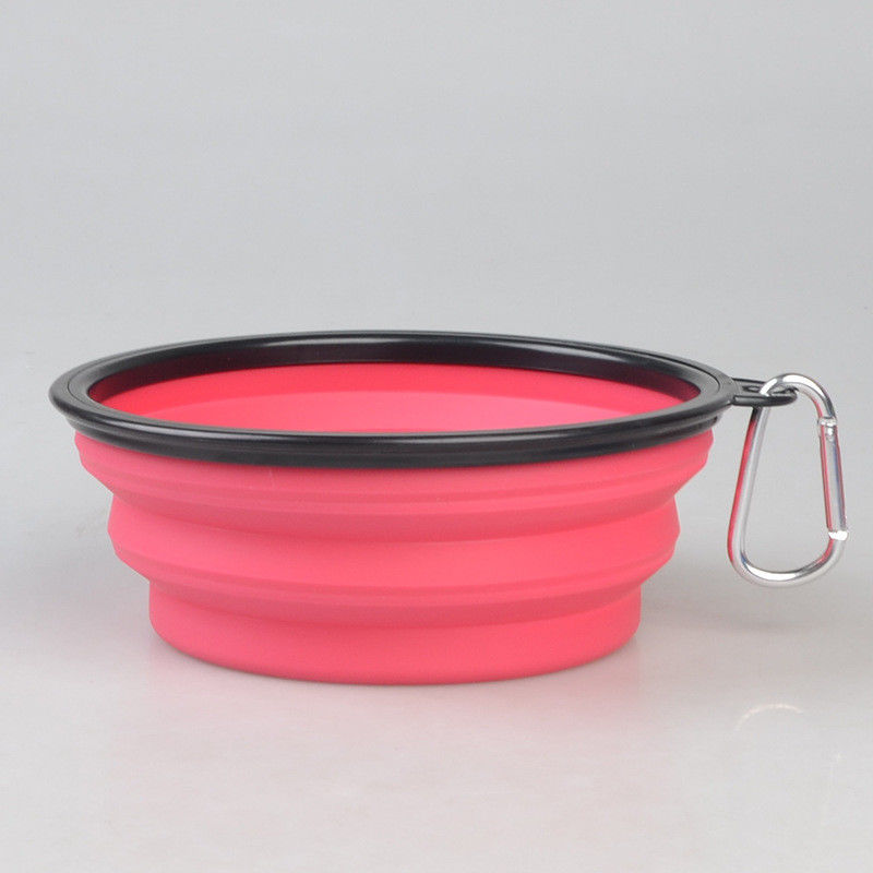 ชามอาหารสัตว์เลี้ยงแบบพับได้ขนาด 16 ออนซ์พร้อม Carabiner สำหรับสัตว์เลี้ยงสุนัข Bowl