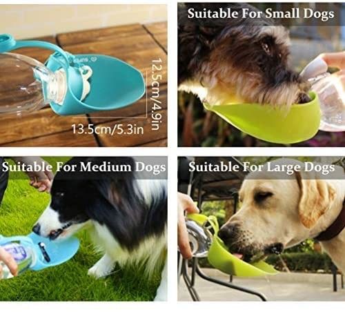 Hallupets ขวดน้ำสุนัขซิลิโคน Leak Proof แบบพกพา 2 In 1 Dog Bottle