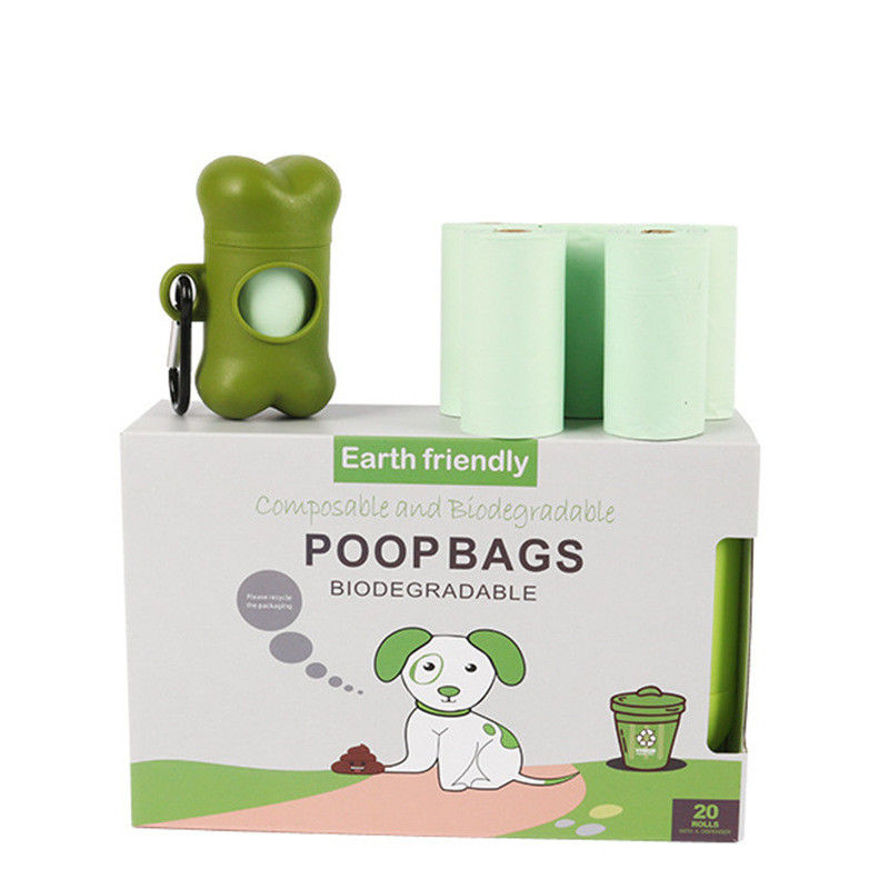 20 Rolls Bone Dispensers ถุงอึสุนัขย่อยสลายได้เป็นมิตรกับสิ่งแวดล้อมอุปกรณ์ลูกสุนัข