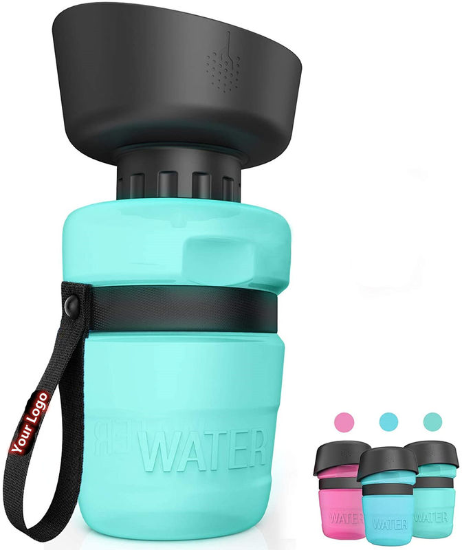 520ml HDPE ซิลิโคนขวดน้ำสำหรับสัตว์เลี้ยง Leak Proof Dog ขวดน้ำ