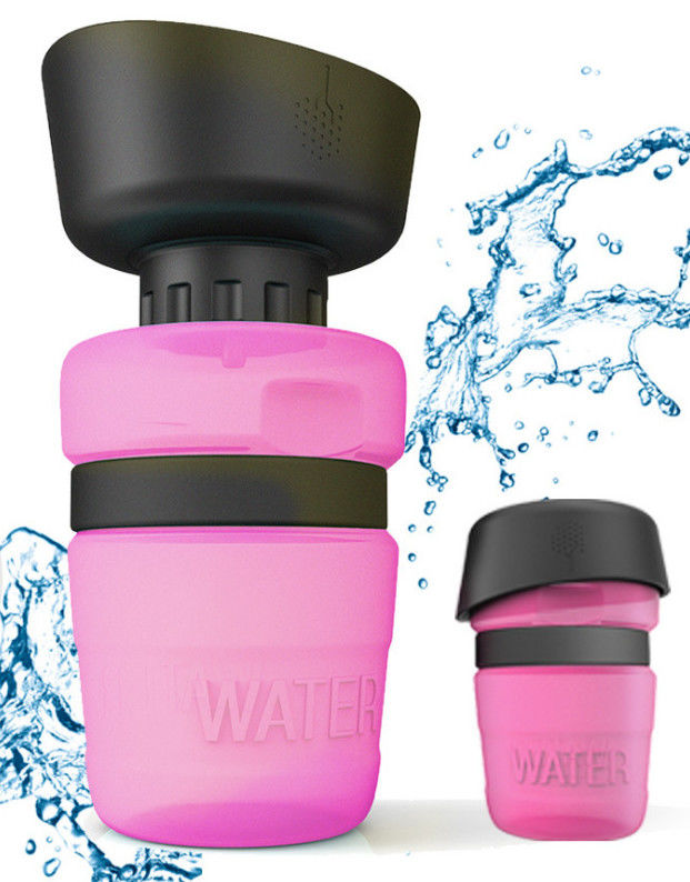 520ml HDPE ซิลิโคนขวดน้ำสำหรับสัตว์เลี้ยง Leak Proof Dog ขวดน้ำ