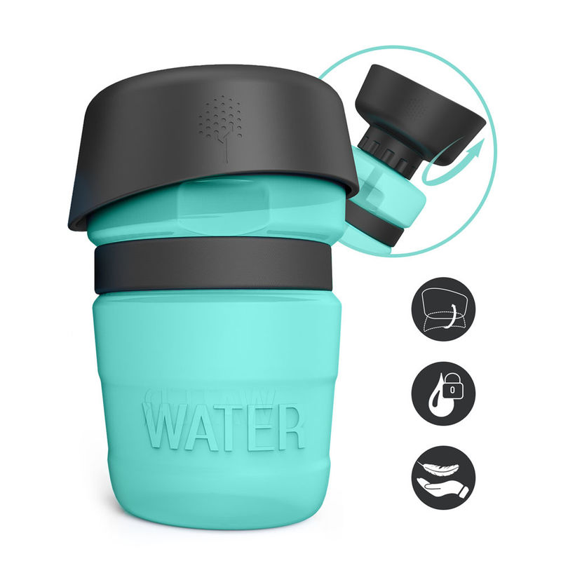520ml HDPE ซิลิโคนขวดน้ำสำหรับสัตว์เลี้ยง Leak Proof Dog ขวดน้ำ