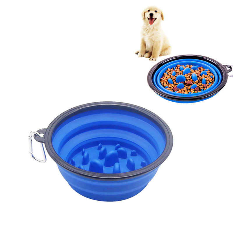 TPE และ ABS Travel Dog ชามพับได้สำหรับจานกินช้า