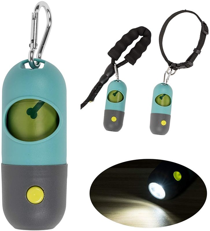 Pill Shape ไฟฉาย LED Pet Poop Dog ที่ใส่ถุงขยะ