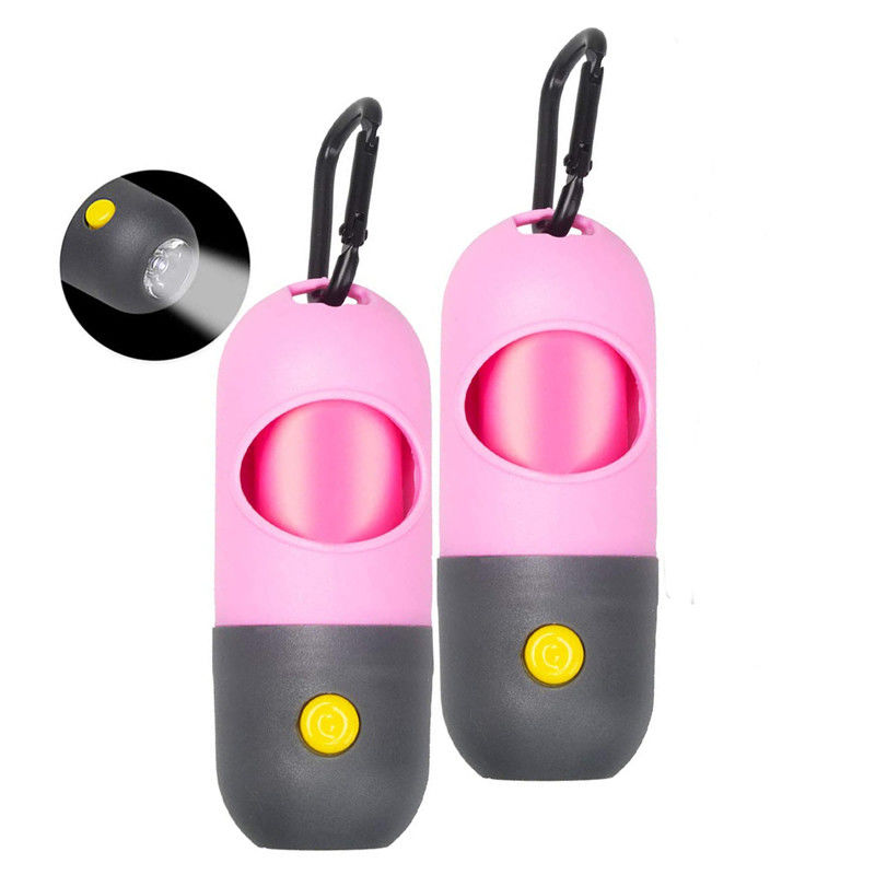 ไฟฉาย LED ที่ใส่ถุงใส่ลูกสุนัข Poop PE พร้อมถุงขยะป้องกันการรั่ว 15 ถุง