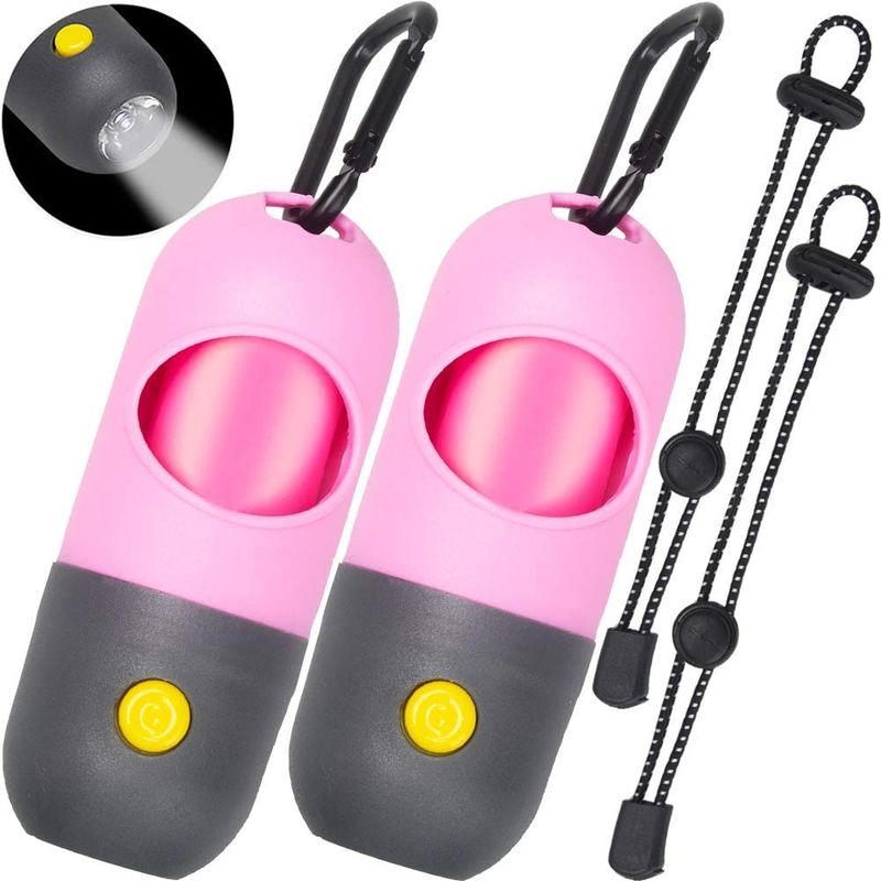 ไฟฉาย LED ที่ใส่ถุงใส่ลูกสุนัข Poop PE พร้อมถุงขยะป้องกันการรั่ว 15 ถุง
