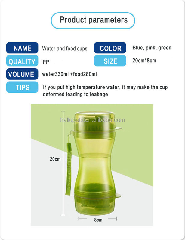 ขวด PP 2 In 1 Leak Proof Dog สำหรับสัตว์เลี้ยง สุนัข Cat Bird