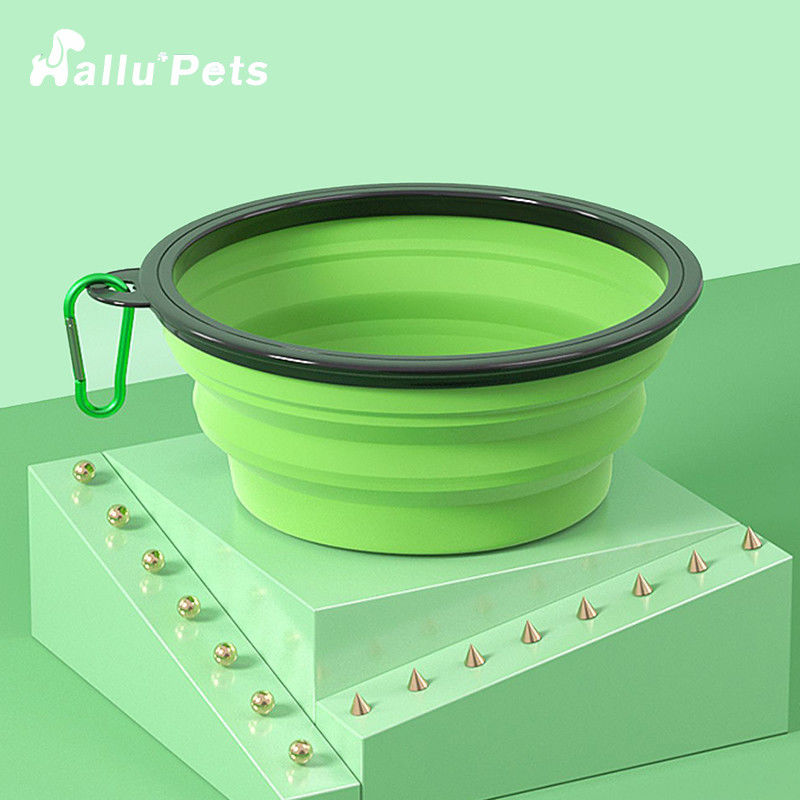 TPE ABS Carabiner Dog Water Bowl เครื่องให้อาหารสุนัขพับได้สำหรับสัตว์เลี้ยง