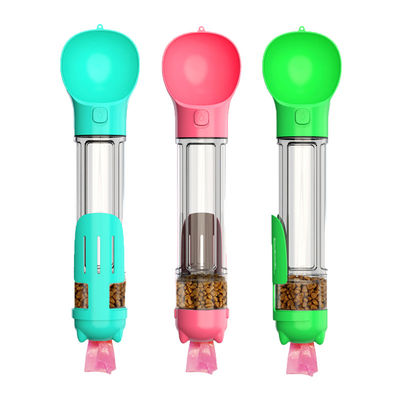 4 In 1 500ml Dog Travel ขวดน้ำ Leak Proof Dog Water Food Dispenser